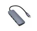 USB 3.1 Typ C Adapter USB A 4-Port HUB+PD, 4x USB A + Typ C Ladebuchse, DINIC Polybag